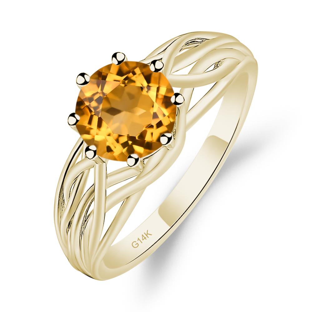 Intertwined Citrine Wedding Ring - LUO Jewelry #metal_14k yellow gold