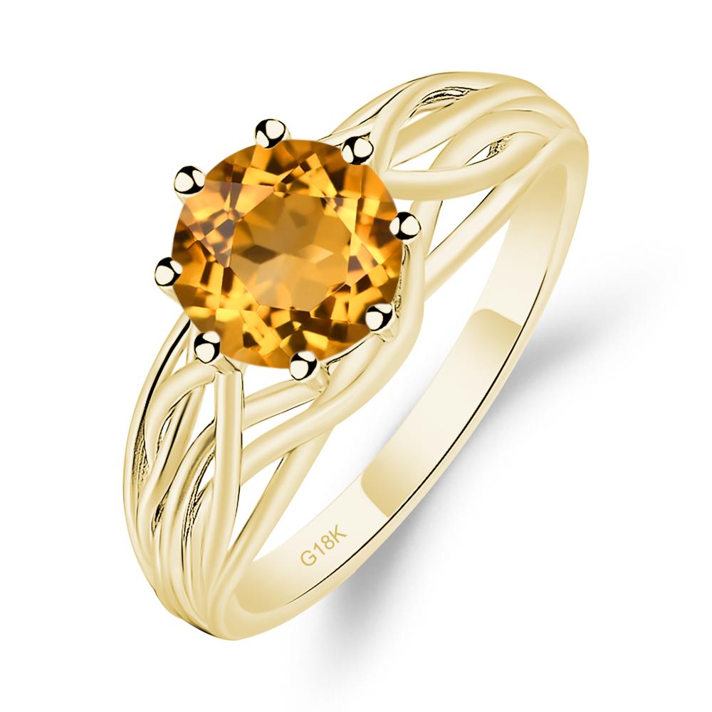 Intertwined Citrine Wedding Ring - LUO Jewelry #metal_18k yellow gold
