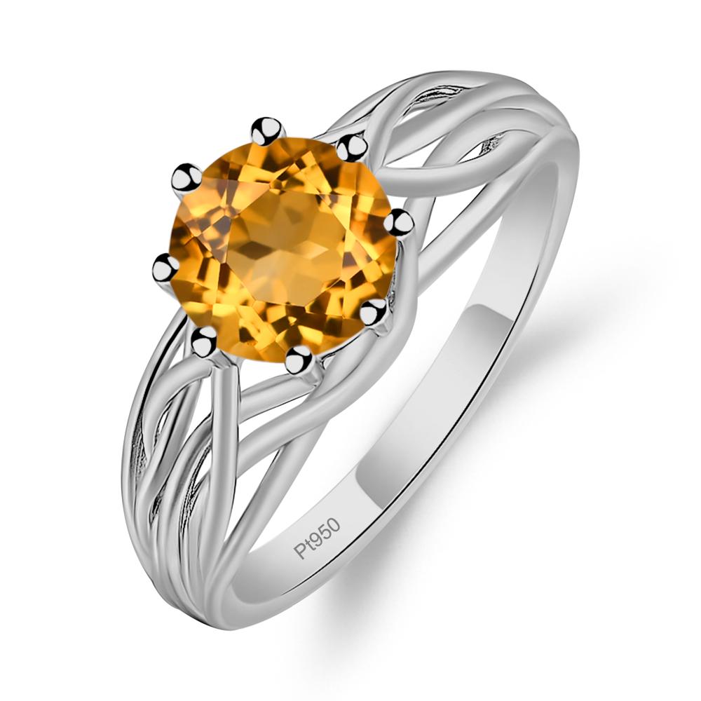Intertwined Citrine Wedding Ring - LUO Jewelry #metal_platinum