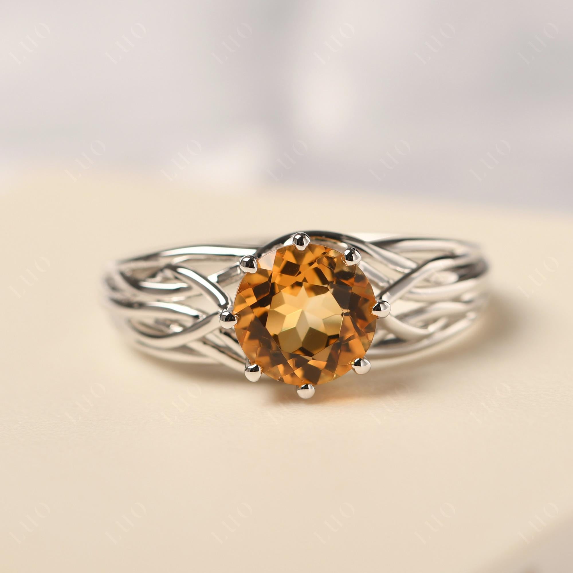 Intertwined Citrine Wedding Ring - LUO Jewelry