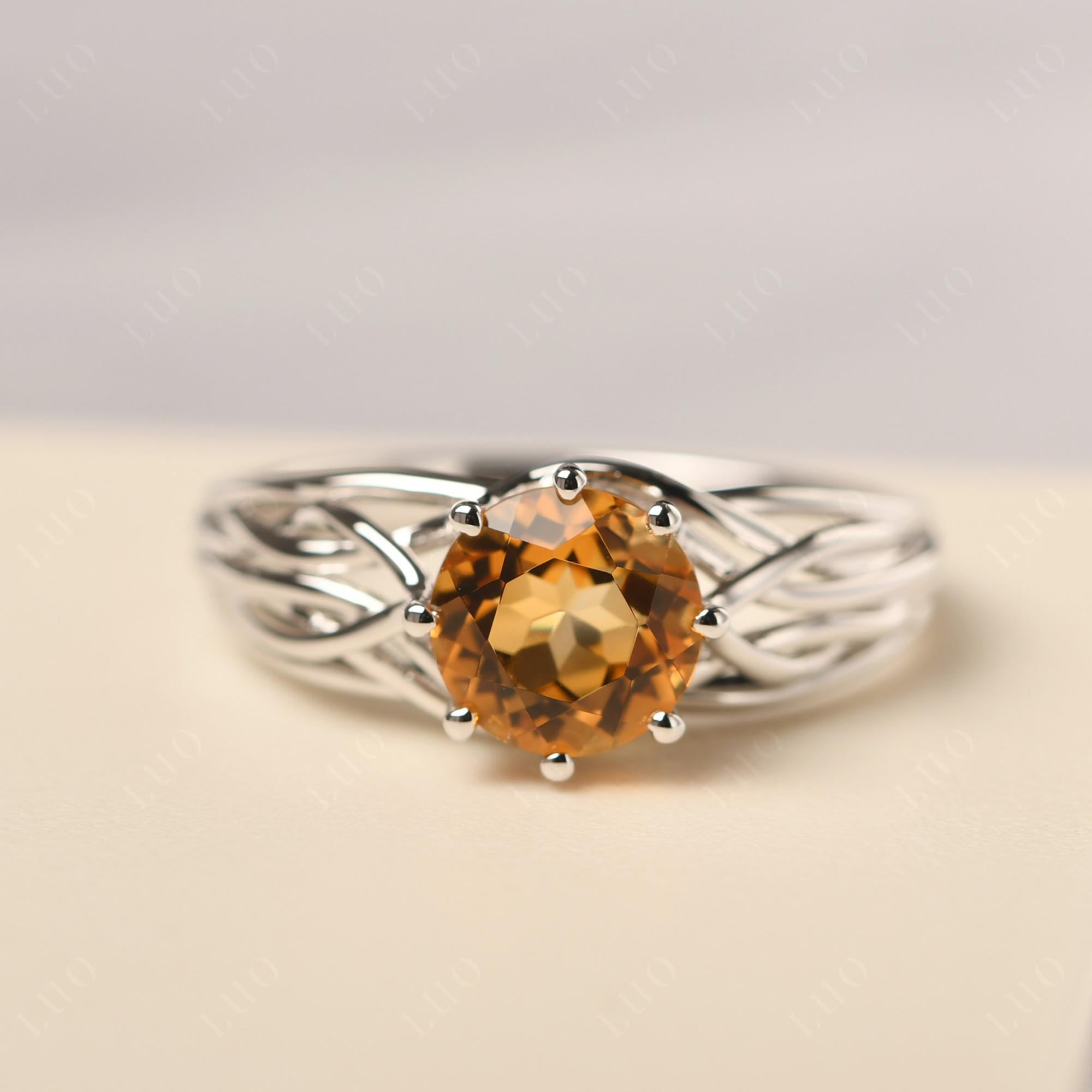Intertwined Citrine Wedding Ring - LUO Jewelry
