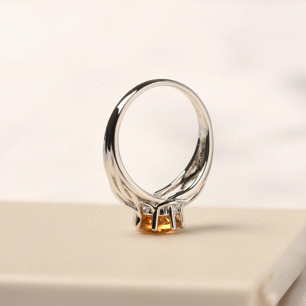 Citrine Ring 8 Prong Engagement Ring Abstract Ring - LUO Jewelry