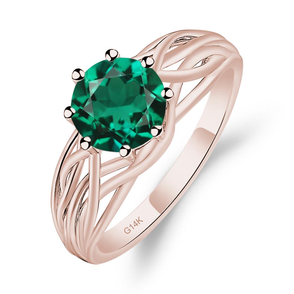 Intertwined Emerald Wedding Ring - LUO Jewelry #metal_14k rose gold