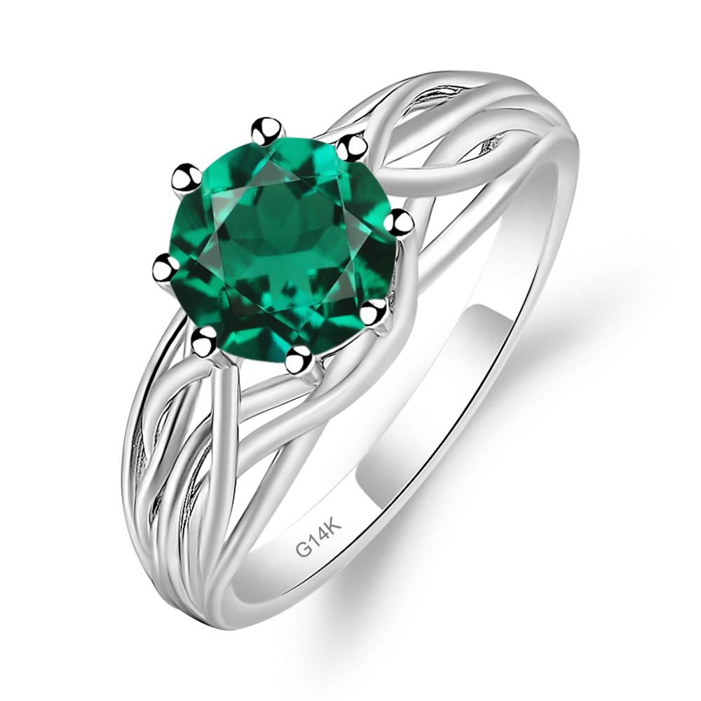 Intertwined Emerald Wedding Ring - LUO Jewelry #metal_14k white gold