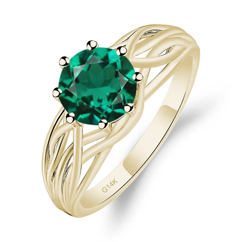Intertwined Emerald Wedding Ring - LUO Jewelry #metal_14k yellow gold
