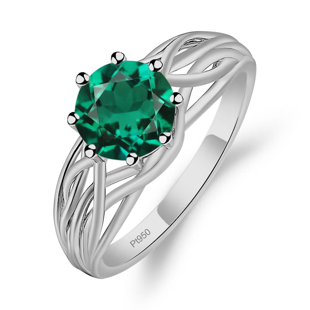 Intertwined Emerald Wedding Ring - LUO Jewelry #metal_platinum