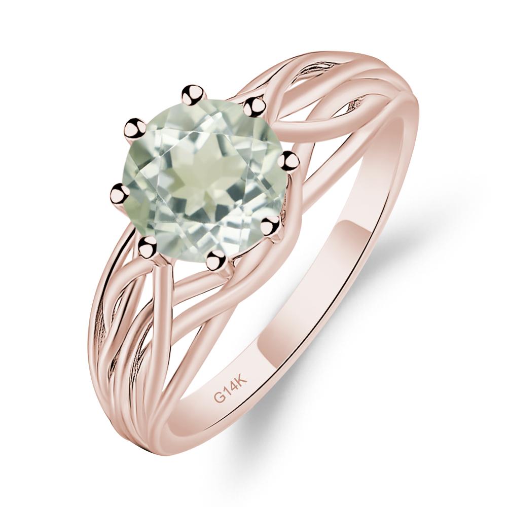 Intertwined Green Amethyst Wedding Ring - LUO Jewelry #metal_14k rose gold