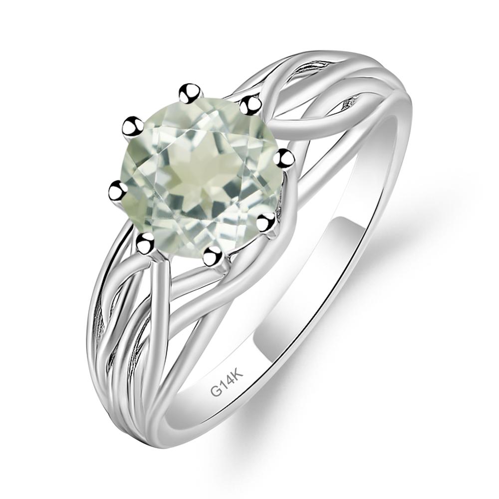 Intertwined Green Amethyst Wedding Ring - LUO Jewelry #metal_14k white gold