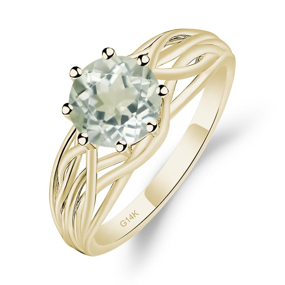 Intertwined Green Amethyst Wedding Ring - LUO Jewelry #metal_14k yellow gold
