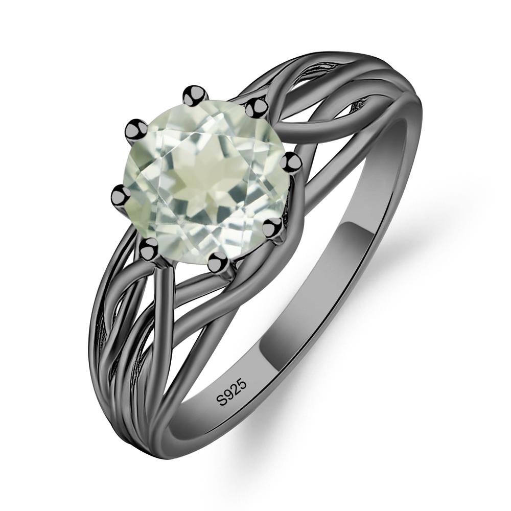 Intertwined Green Amethyst Wedding Ring - LUO Jewelry #metal_black finish sterling silver