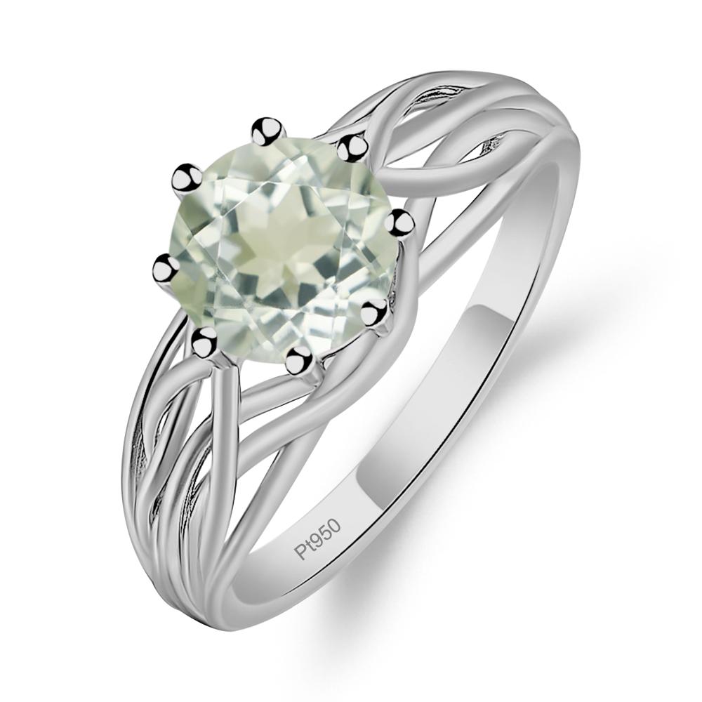 Intertwined Green Amethyst Wedding Ring - LUO Jewelry #metal_platinum