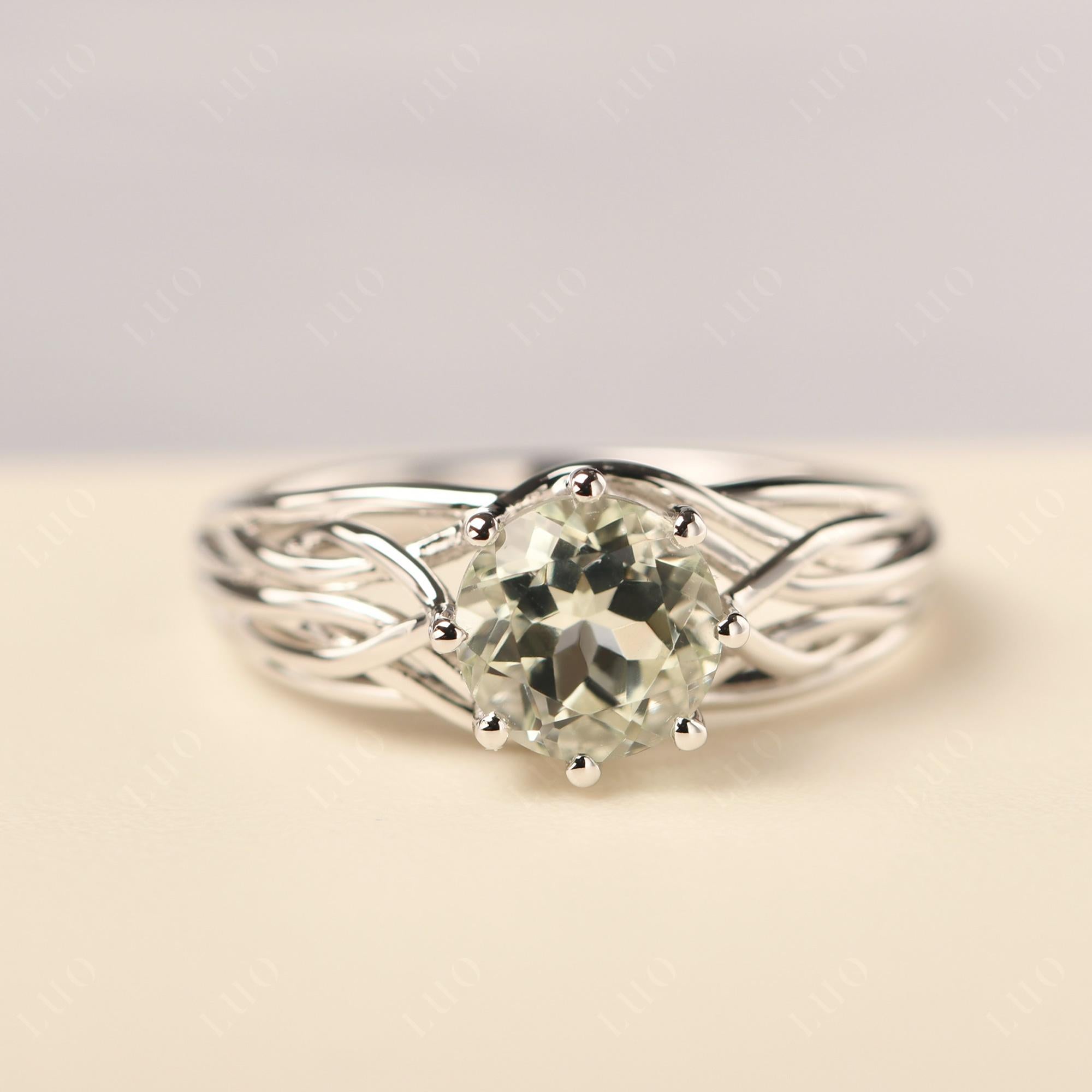 Intertwined Green Amethyst Wedding Ring - LUO Jewelry