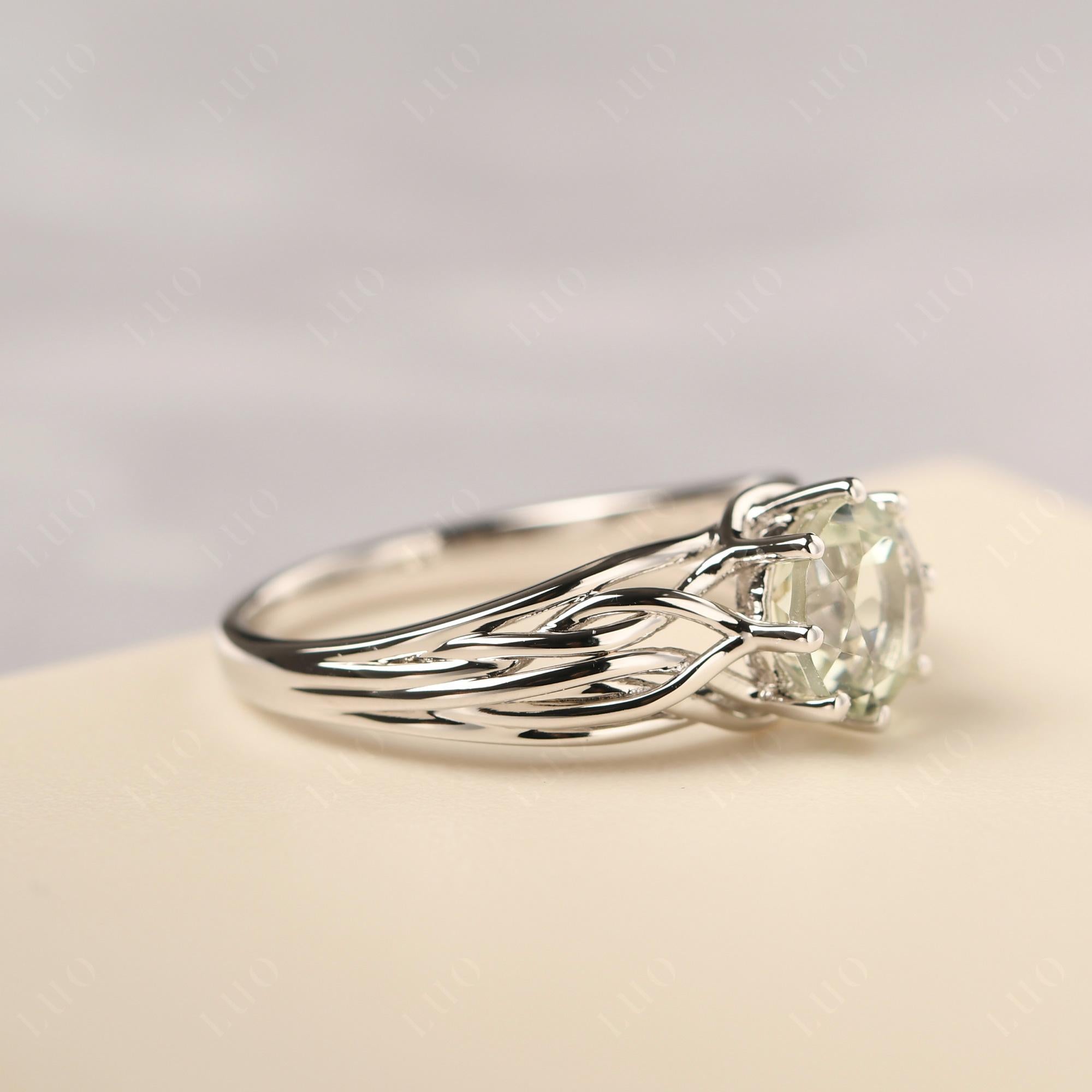 Intertwined Green Amethyst Wedding Ring - LUO Jewelry