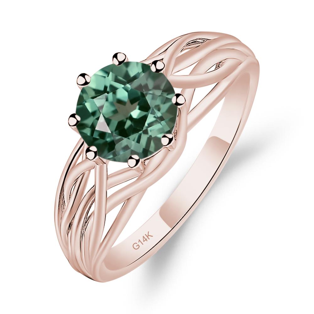 Intertwined Green Sapphire Wedding Ring - LUO Jewelry #metal_14k rose gold