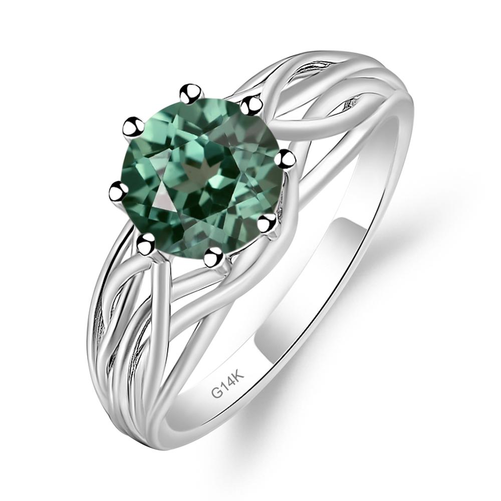 Intertwined Green Sapphire Wedding Ring - LUO Jewelry #metal_14k white gold