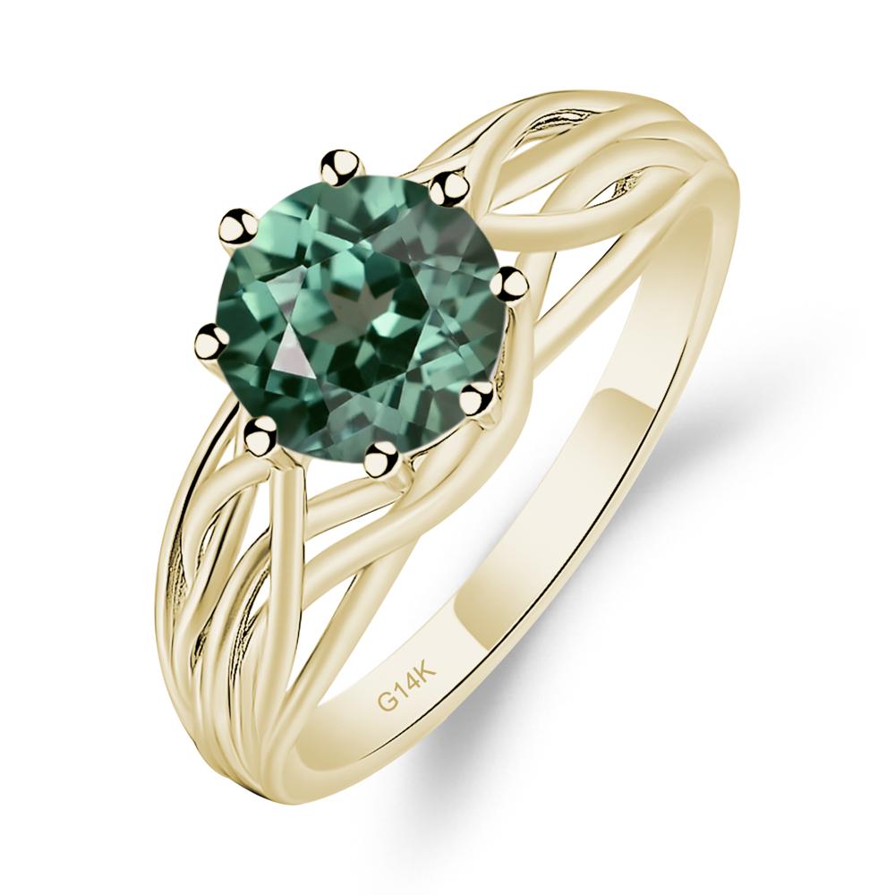 Intertwined Green Sapphire Wedding Ring - LUO Jewelry #metal_14k yellow gold