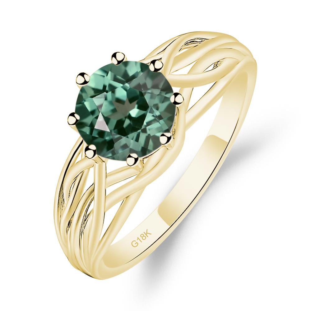 Intertwined Green Sapphire Wedding Ring - LUO Jewelry #metal_18k yellow gold