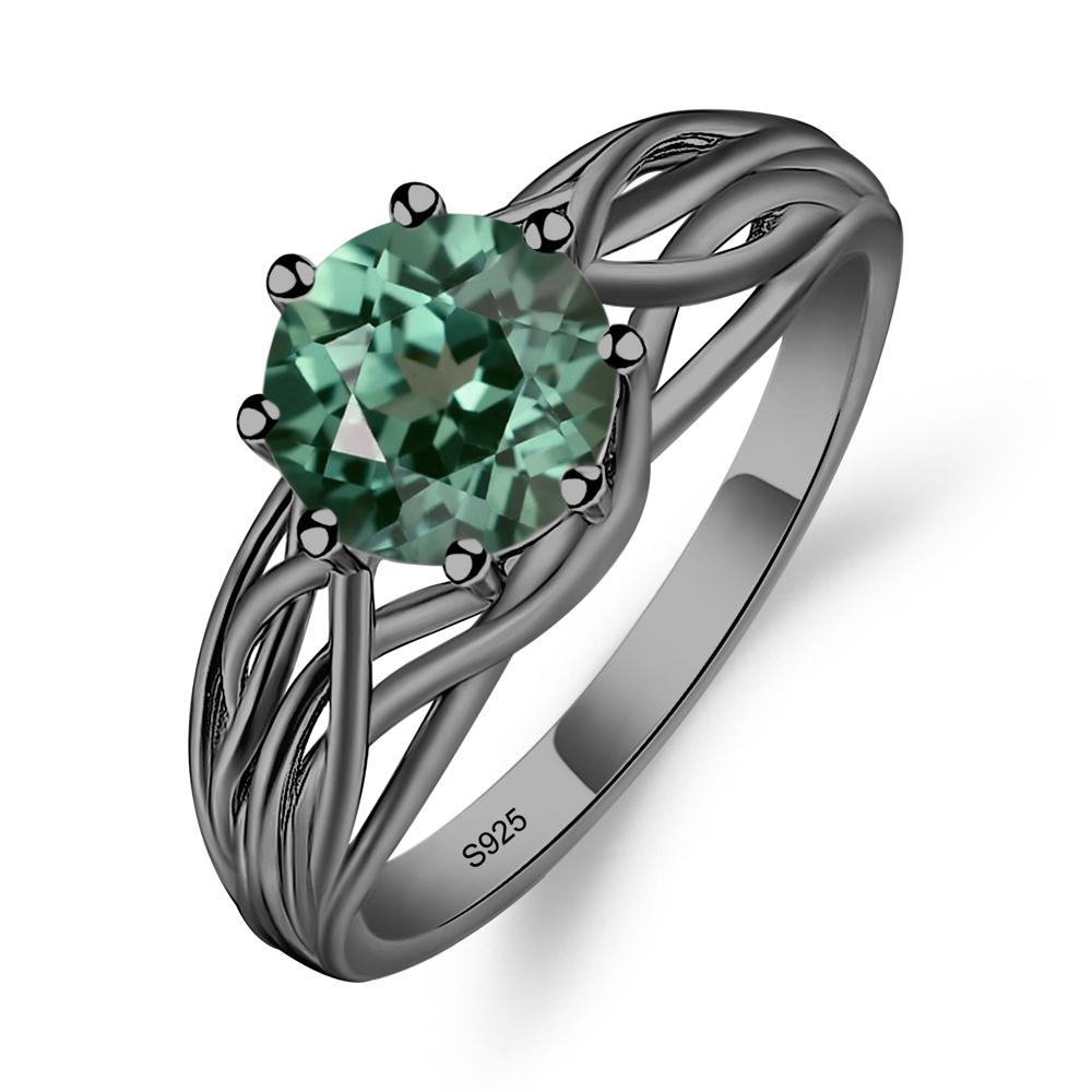 Intertwined Green Sapphire Wedding Ring - LUO Jewelry #metal_black finish sterling silver