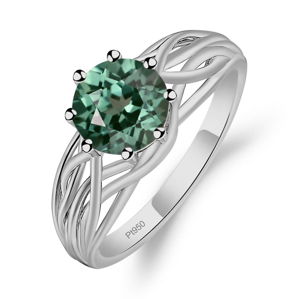 Intertwined Green Sapphire Wedding Ring - LUO Jewelry #metal_platinum