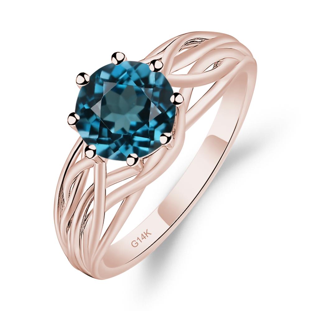 Intertwined London Blue Topaz Wedding Ring - LUO Jewelry #metal_14k rose gold