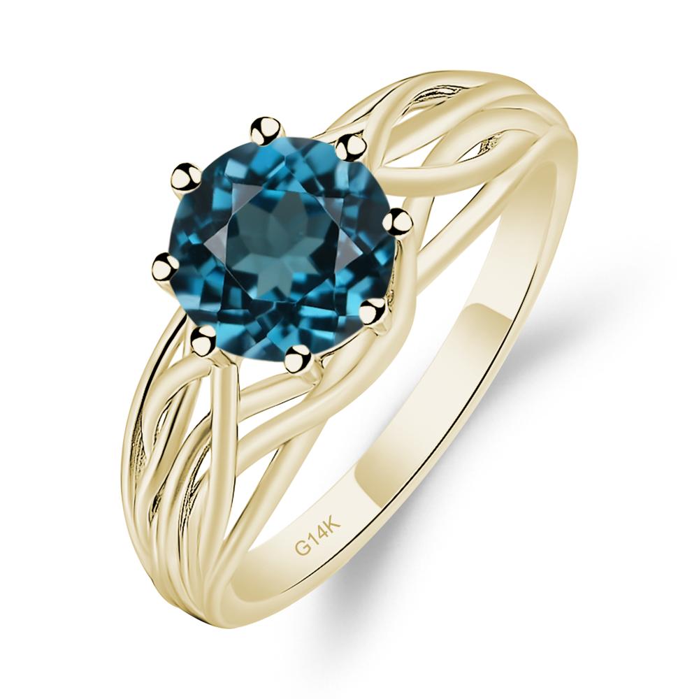 Intertwined London Blue Topaz Wedding Ring - LUO Jewelry #metal_14k yellow gold