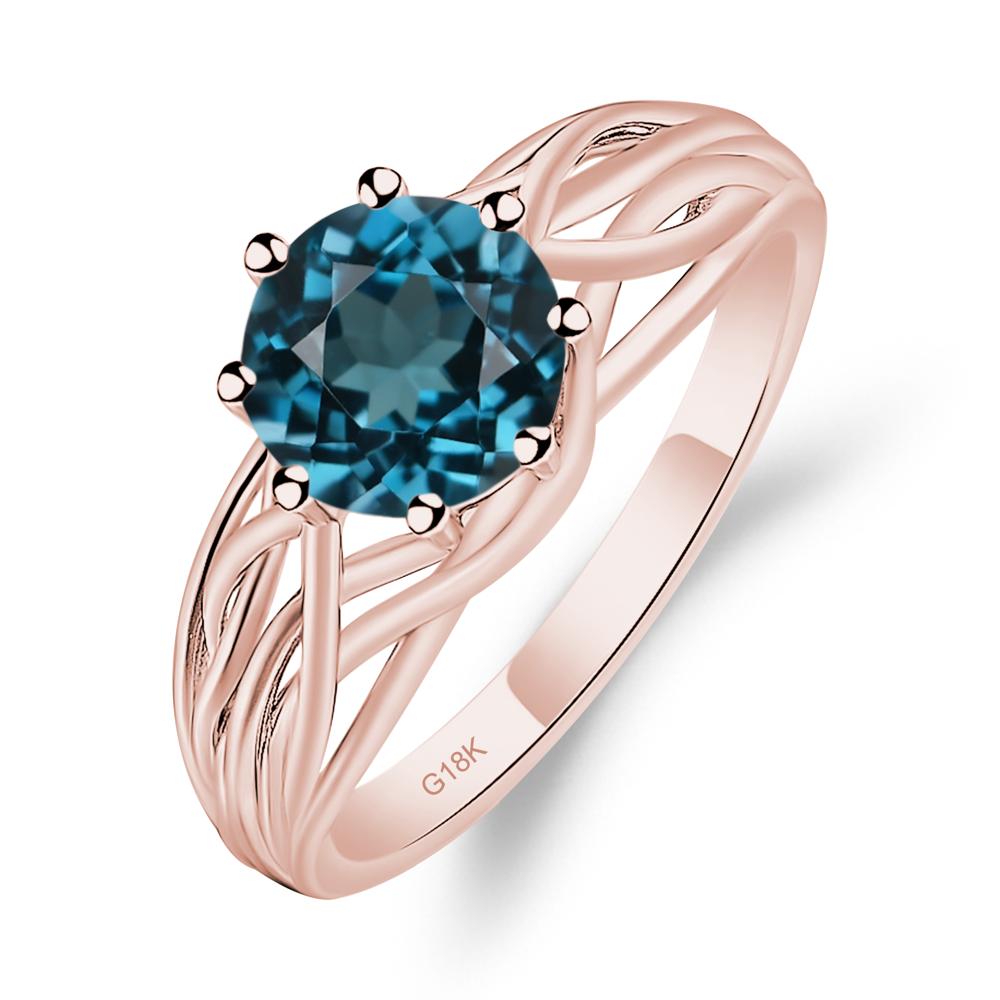 Intertwined London Blue Topaz Wedding Ring - LUO Jewelry #metal_18k rose gold