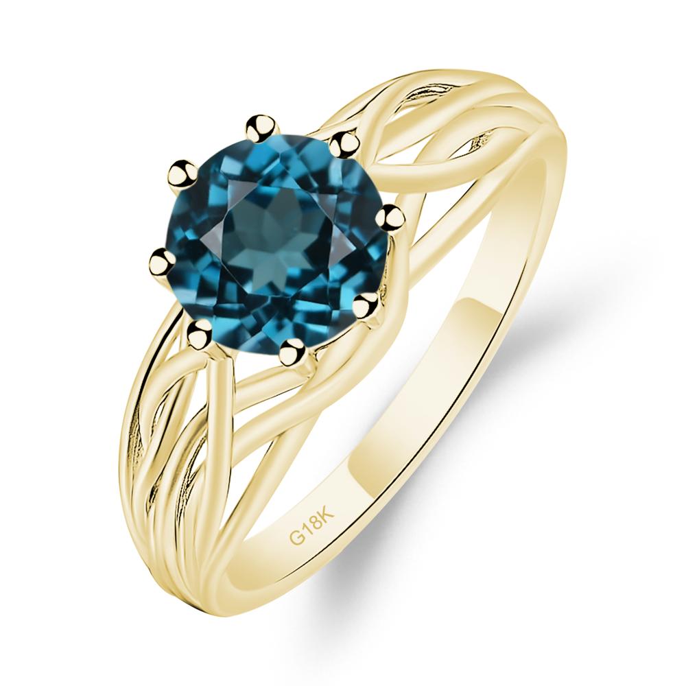 Intertwined London Blue Topaz Wedding Ring - LUO Jewelry #metal_18k yellow gold