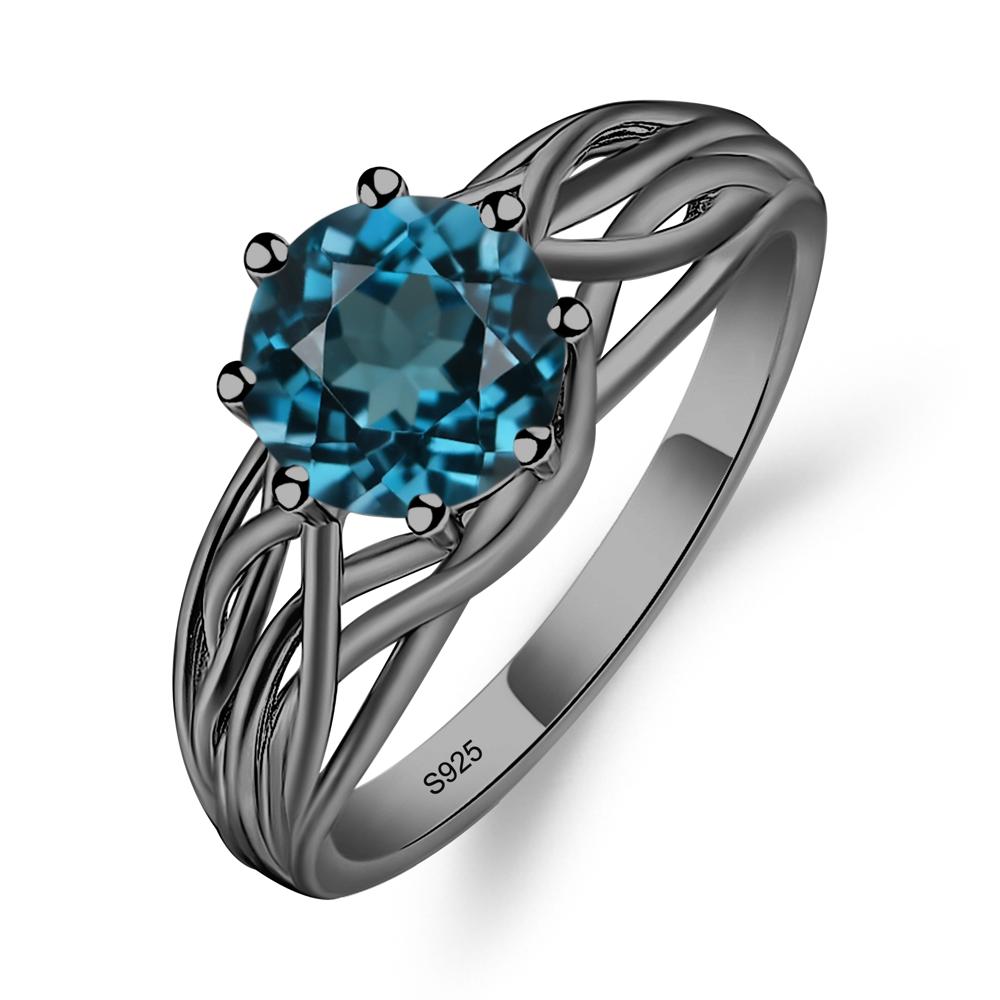 Intertwined London Blue Topaz Wedding Ring - LUO Jewelry #metal_black finish sterling silver