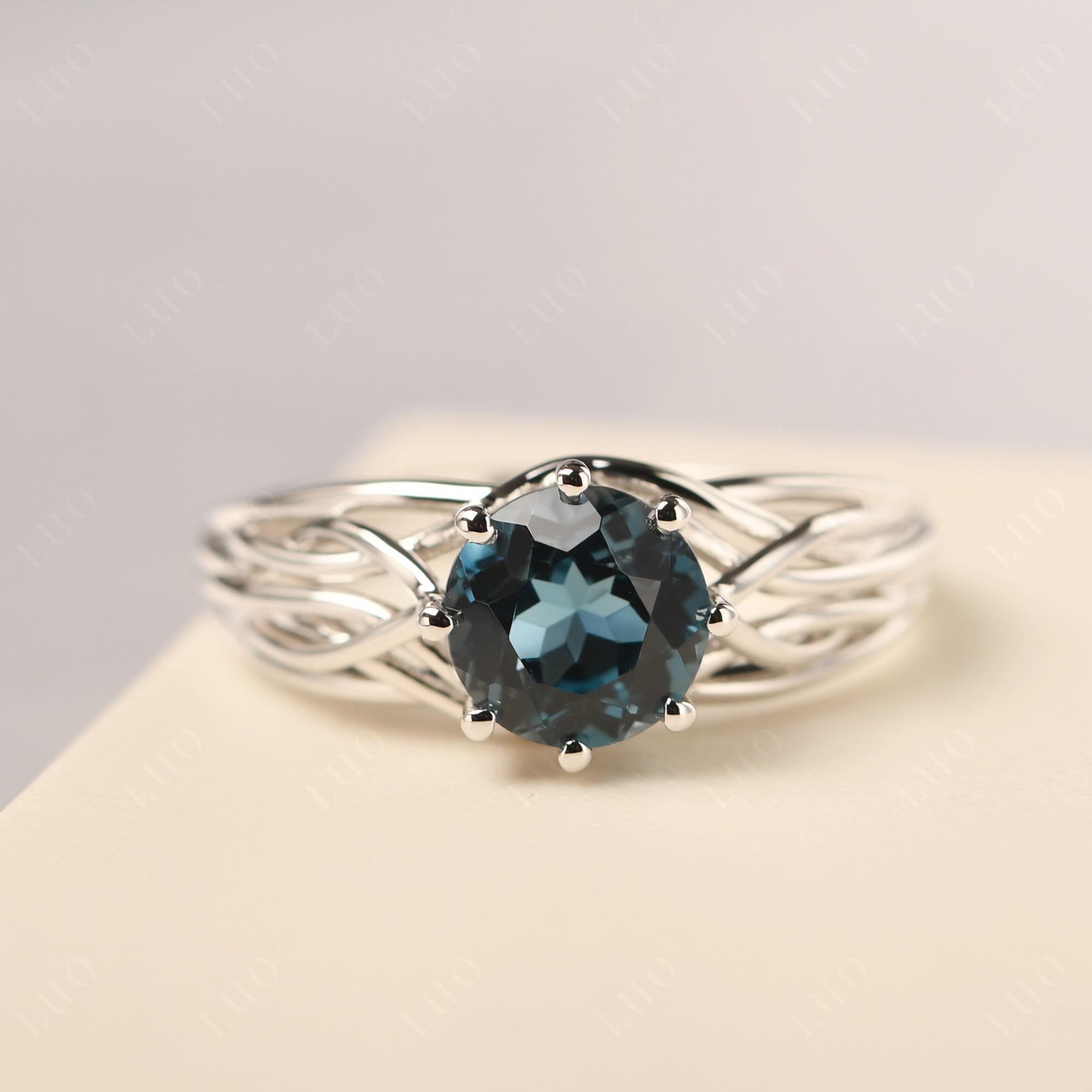 Intertwined London Blue Topaz Wedding Ring - LUO Jewelry