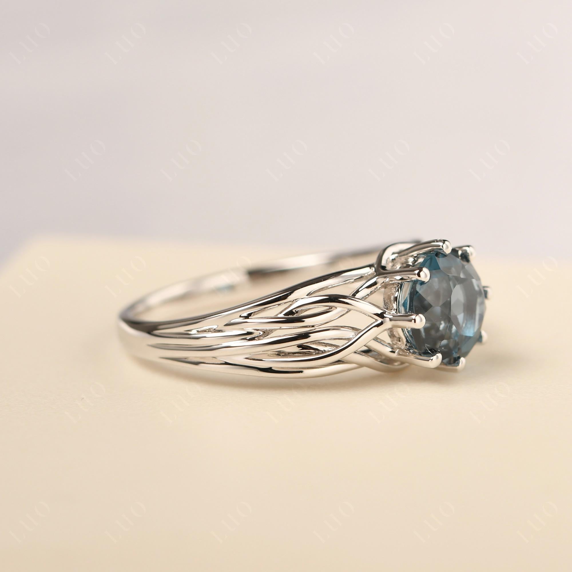 Intertwined London Blue Topaz Wedding Ring - LUO Jewelry