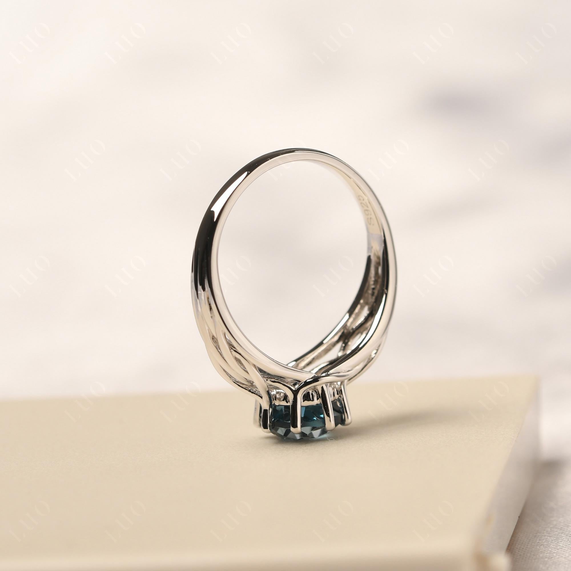 Intertwined London Blue Topaz Wedding Ring - LUO Jewelry