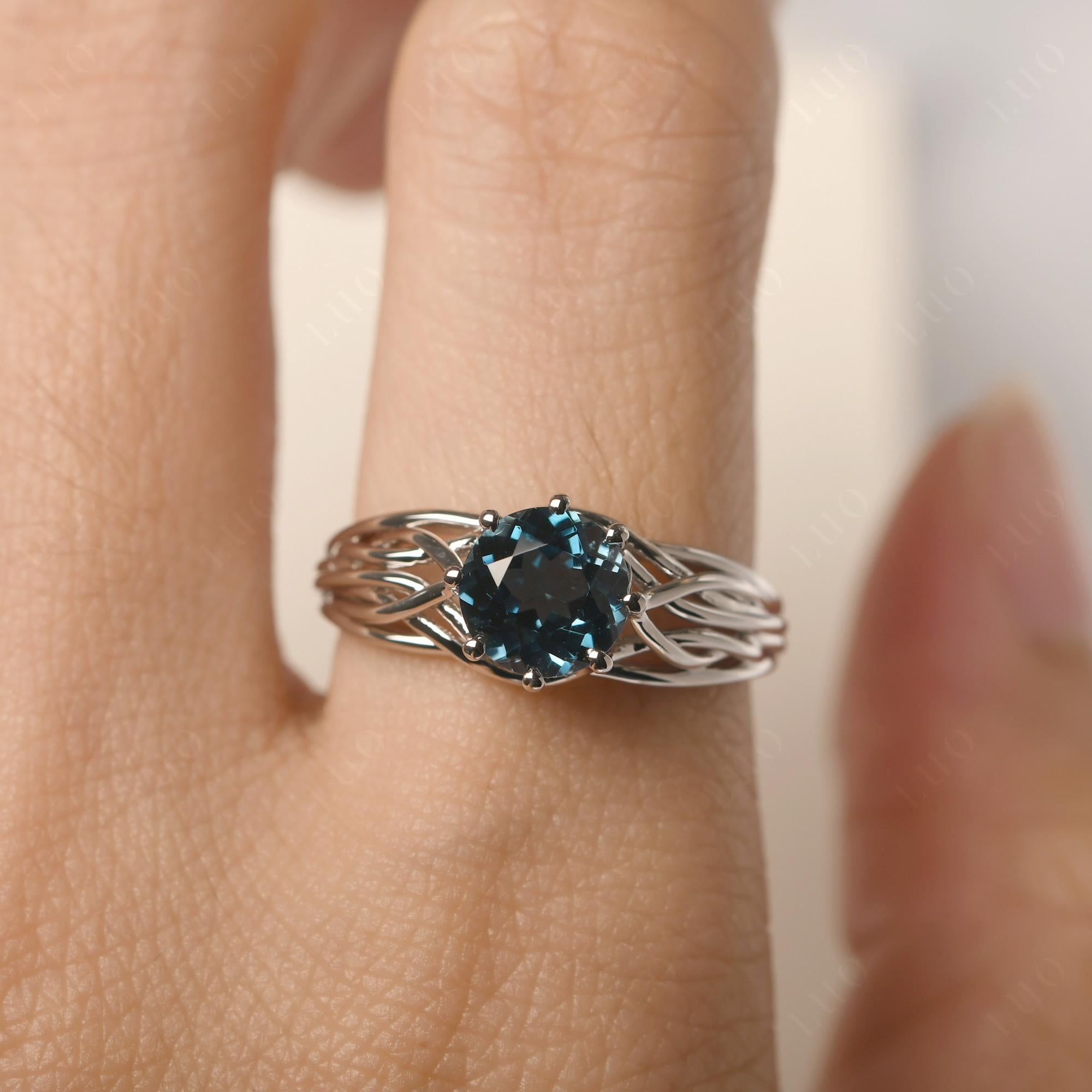 Intertwined London Blue Topaz Wedding Ring - LUO Jewelry