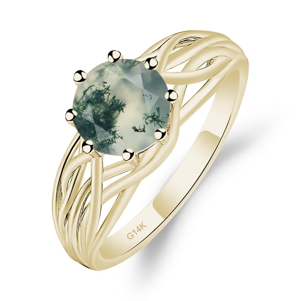 Intertwined Moss Agate Wedding Ring - LUO Jewelry #metal_14k yellow gold