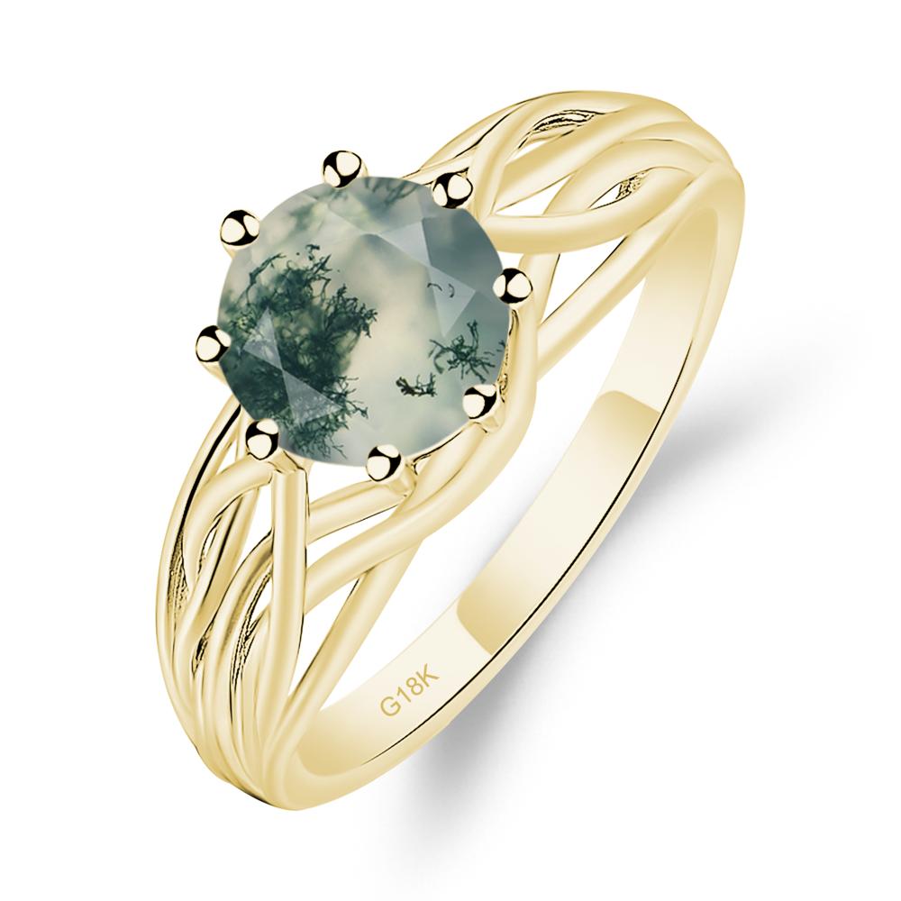 Intertwined Moss Agate Wedding Ring - LUO Jewelry #metal_18k yellow gold