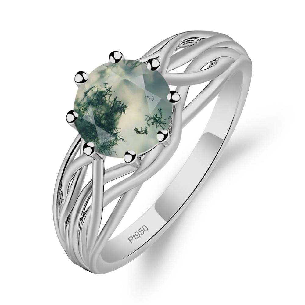 Intertwined Moss Agate Wedding Ring - LUO Jewelry #metal_platinum