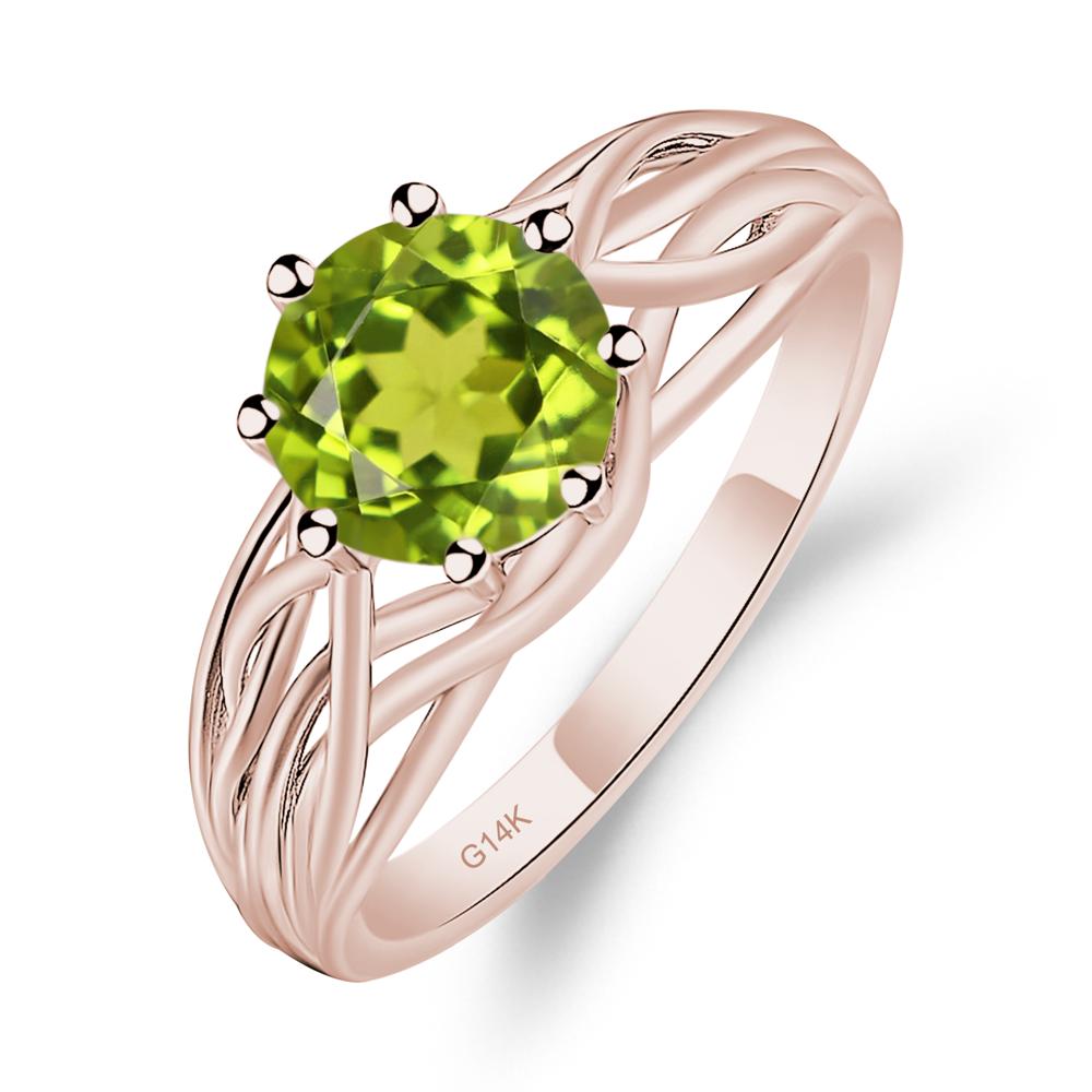 Intertwined Peridot Wedding Ring - LUO Jewelry #metal_14k rose gold