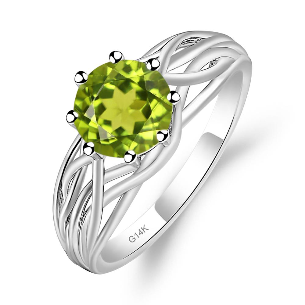 Intertwined Peridot Wedding Ring - LUO Jewelry #metal_14k white gold