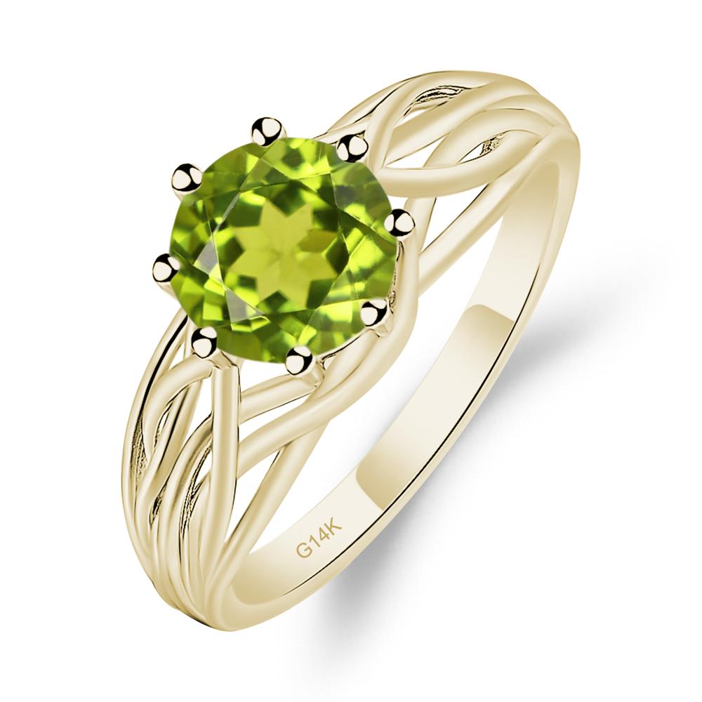 Intertwined Peridot Wedding Ring - LUO Jewelry #metal_14k yellow gold