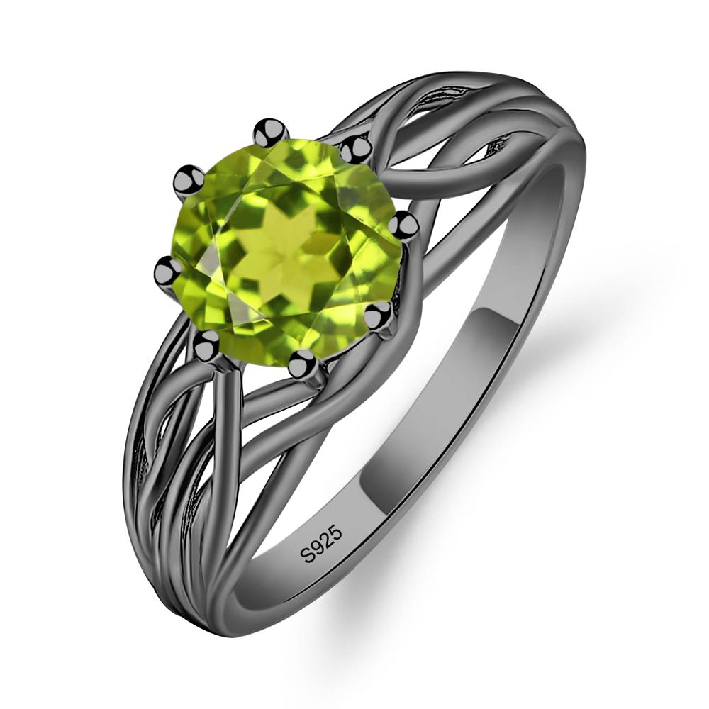 Intertwined Peridot Wedding Ring - LUO Jewelry #metal_black finish sterling silver