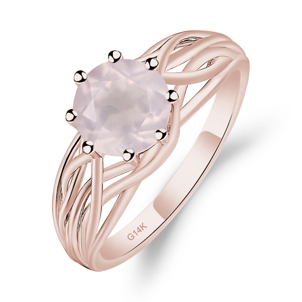Intertwined Rose Quartz Wedding Ring - LUO Jewelry #metal_14k rose gold