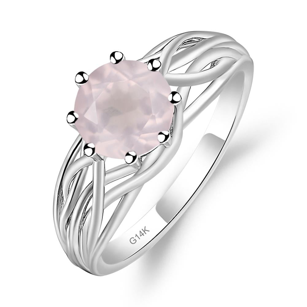 Intertwined Rose Quartz Wedding Ring - LUO Jewelry #metal_14k white gold
