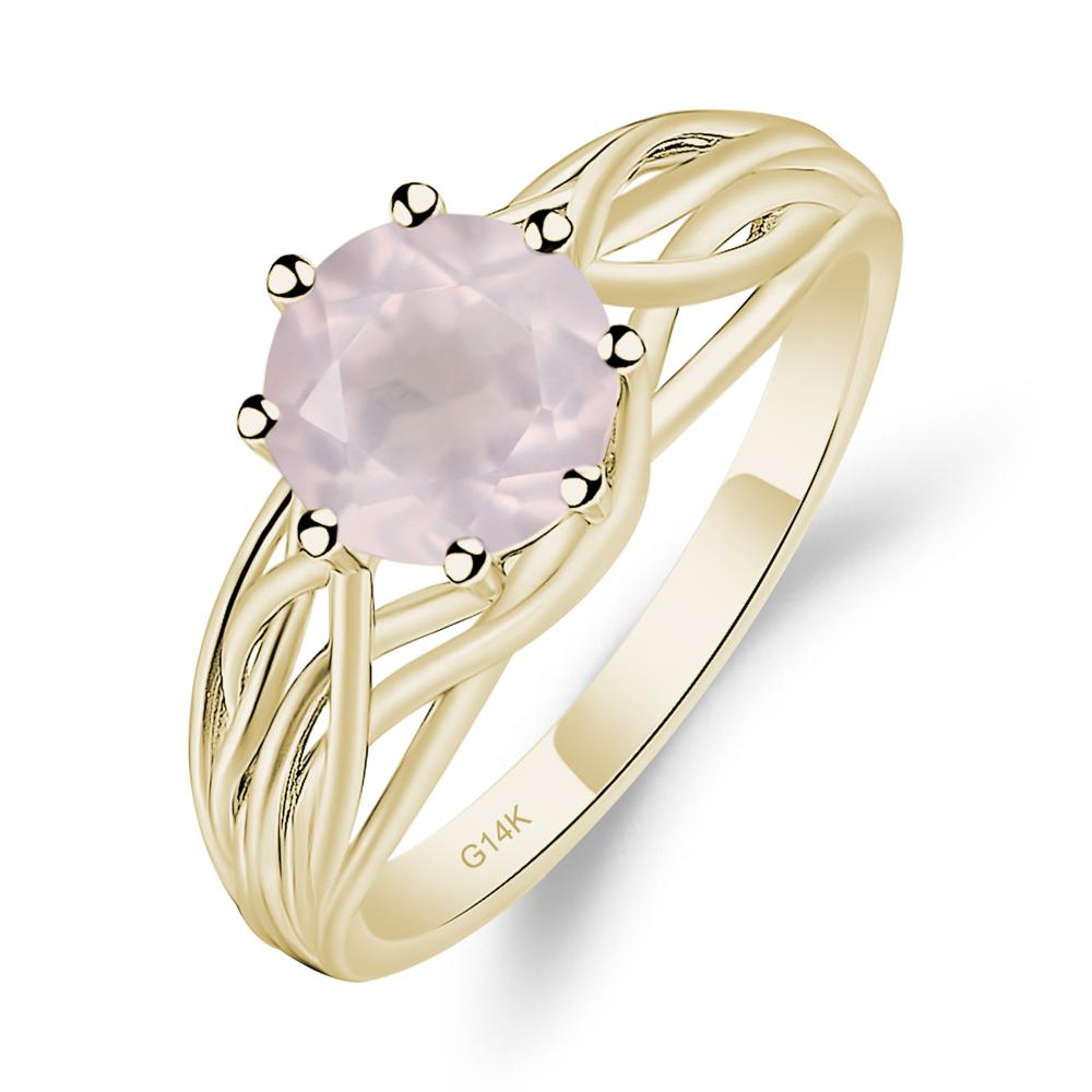 Intertwined Rose Quartz Wedding Ring - LUO Jewelry #metal_14k yellow gold