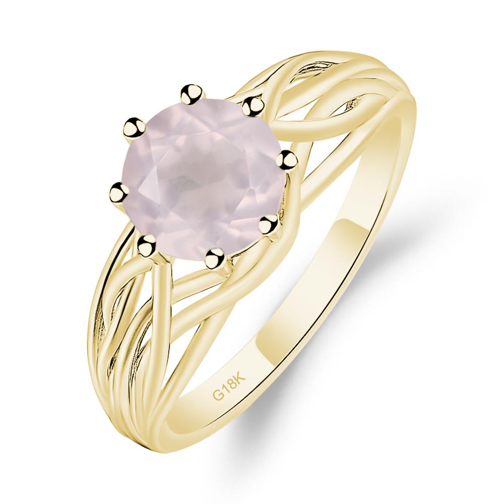 Intertwined Rose Quartz Wedding Ring - LUO Jewelry #metal_18k yellow gold
