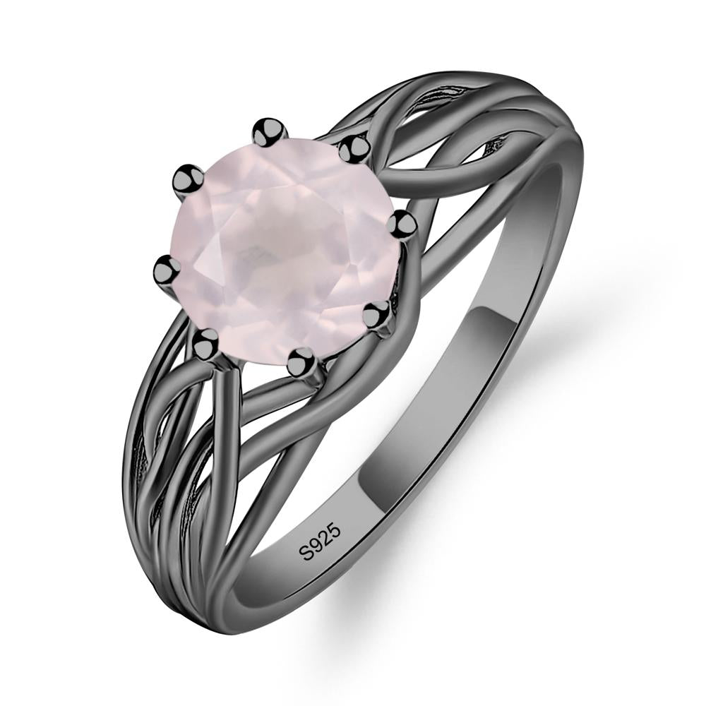 Intertwined Rose Quartz Wedding Ring - LUO Jewelry #metal_black finish sterling silver