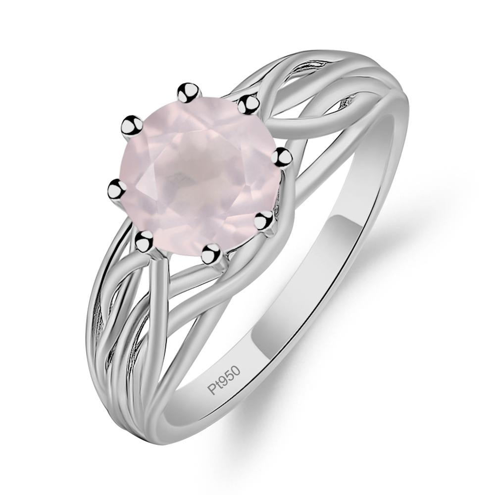 Intertwined Rose Quartz Wedding Ring - LUO Jewelry #metal_platinum