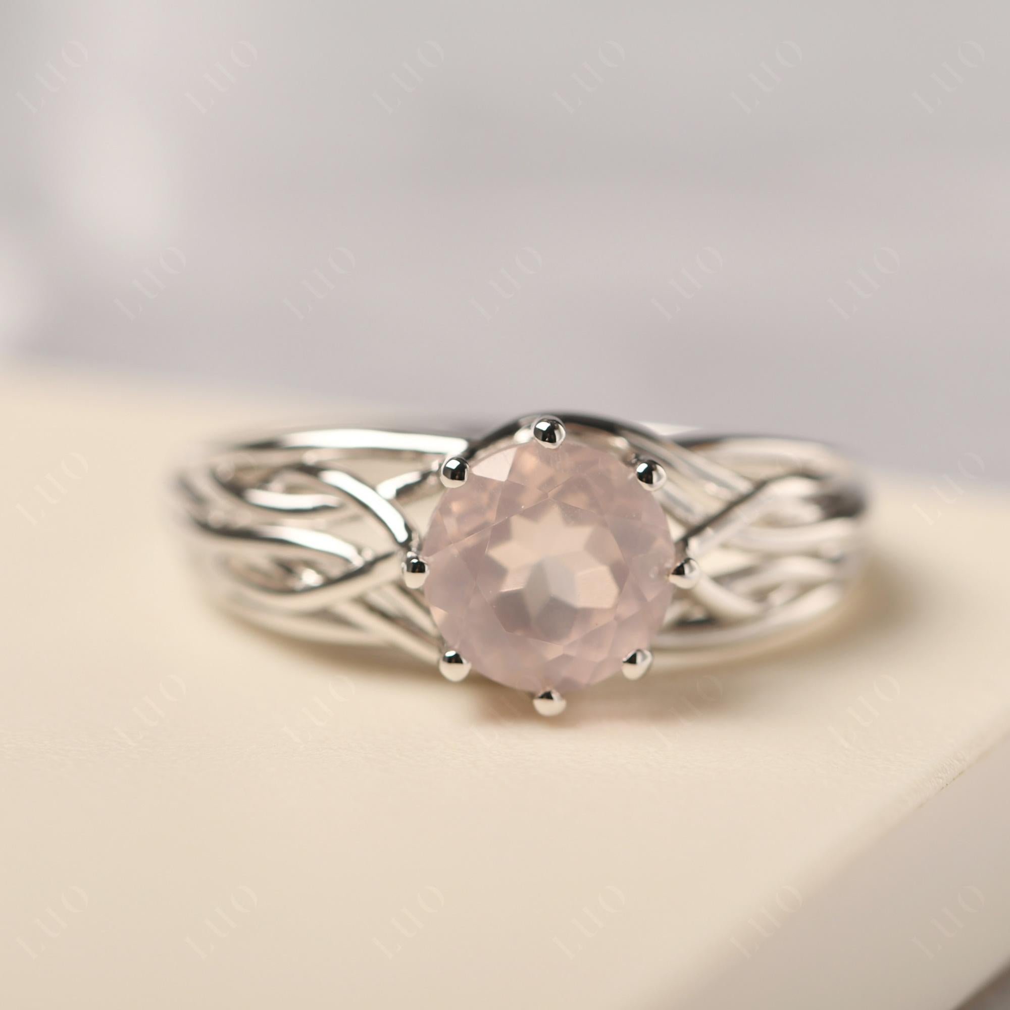 Intertwined Rose Quartz Wedding Ring - LUO Jewelry