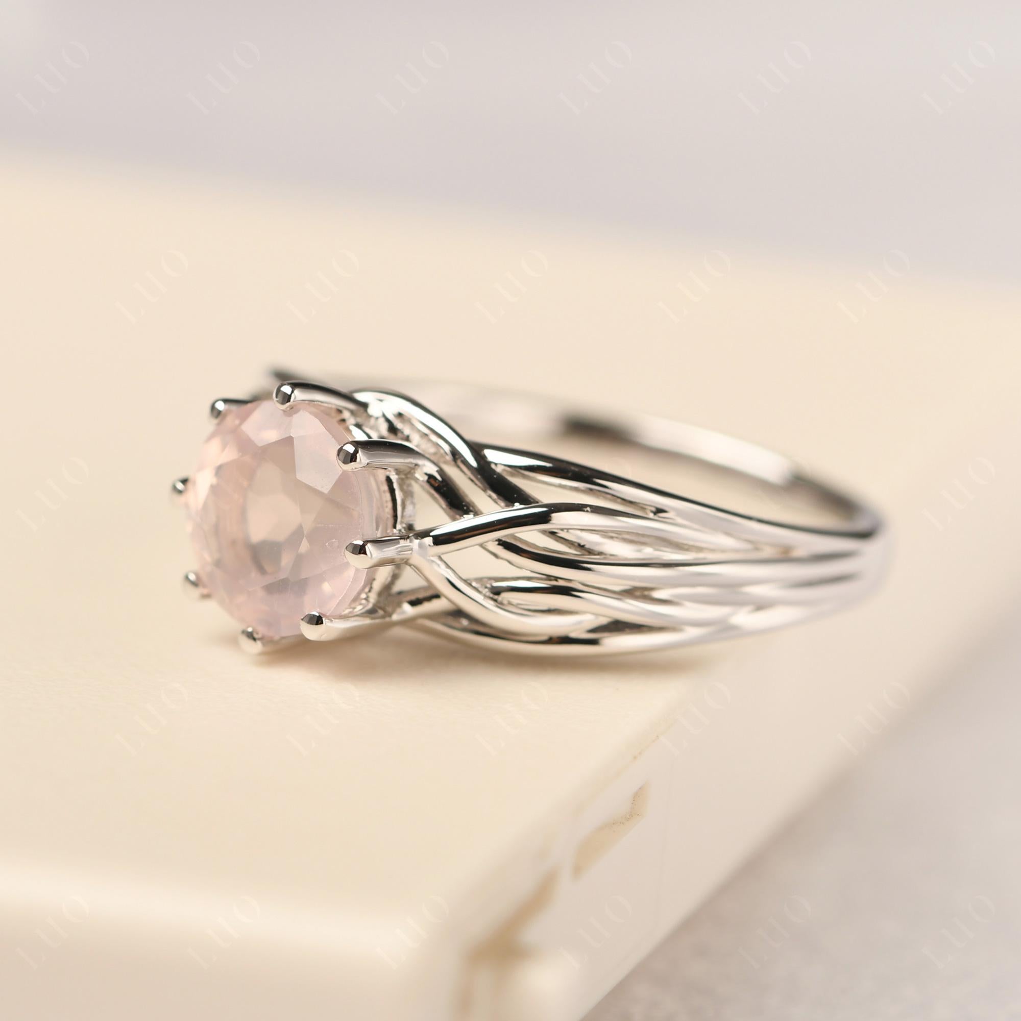 Intertwined Rose Quartz Wedding Ring - LUO Jewelry