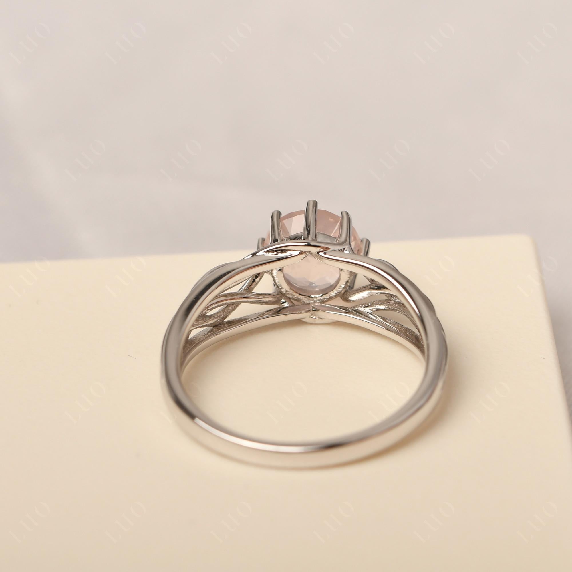 Intertwined Rose Quartz Wedding Ring - LUO Jewelry