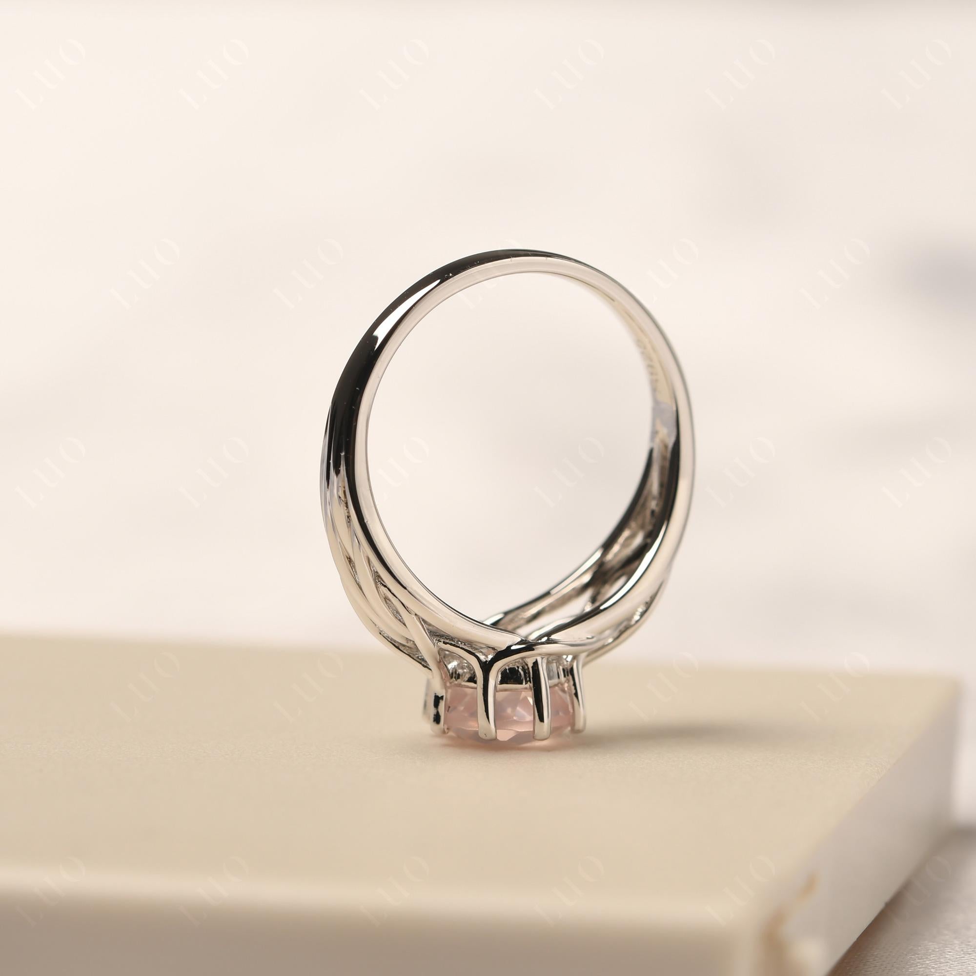 Intertwined Rose Quartz Wedding Ring - LUO Jewelry