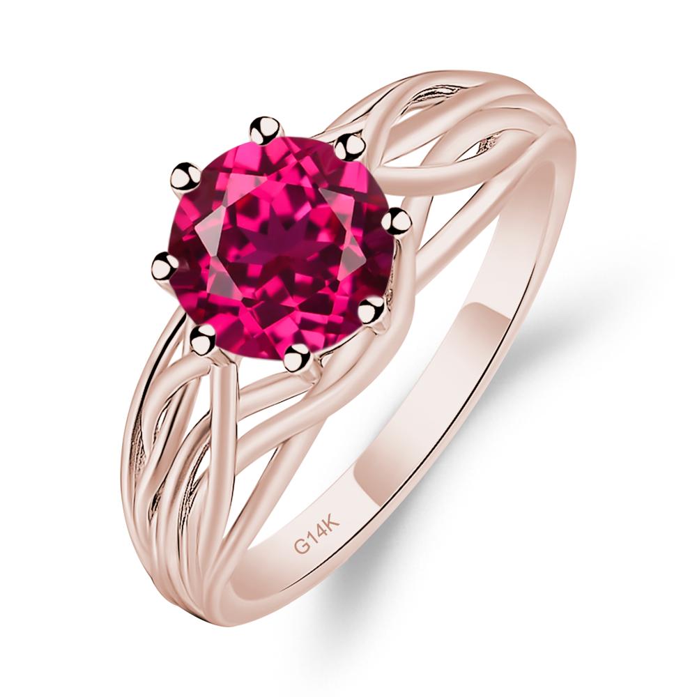 Intertwined Ruby Wedding Ring - LUO Jewelry #metal_14k rose gold